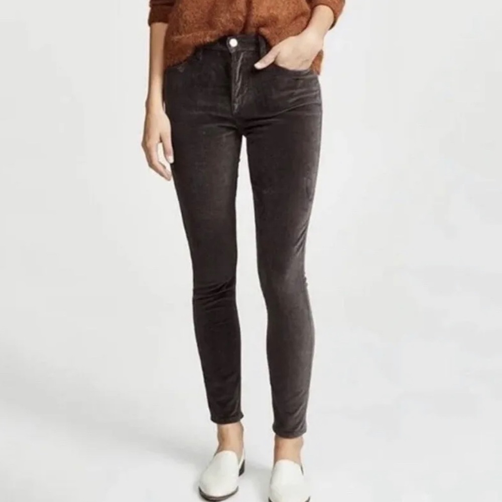 FRAME Le Velveteen High Skinny Charcoal Black